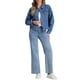 thumbnail image 2 of Chaqueta de mezclilla INSPIRE CHIC para mujer, con cuello casual, de manga larga y botones M Azul, 2 of 6
