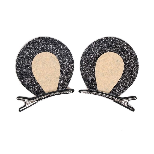 Pinza para el pelo con oreja de oso, pinzas para el pelo para niñas, horquilla, pinza para el pelo con oreja de oso negro BBG09 (negro)