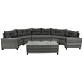 thumbnail image 4 of Harper & Bright Designs 8 Pieces Outdoor Rattan Round Sofa Set, Half-Moon Sectional All Weather, Curved w/Rectangular Coffee Table, Wicker Water-Resistant & UV Protected for Backyard, Gray Cushion, 4 of 16