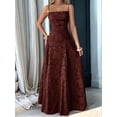 thumbnail image 4 of Women'S Maxi Dress Jacquard Formal Evening Gown Elegant Wedding Guest Party Dress Brown XL, 4 of 7