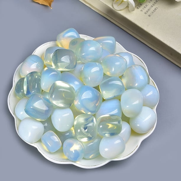 Xiao Hua 2 piezas de piedra cruda de ópalo natural blanco, piedra pulida, accesorios de joyería hechos a mano, piedra natural, planta en maceta, piedra decorativa para pecera, 30-40 mm