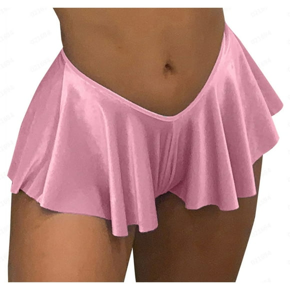 European and Slim Ruffle Short Dresses for Women Party Night Yoga Buttocks and Tummy Womens Pajama Shorts Running Shorts Women's Solid Color Hip Stretch Pants Running Shorts for Women in Stock