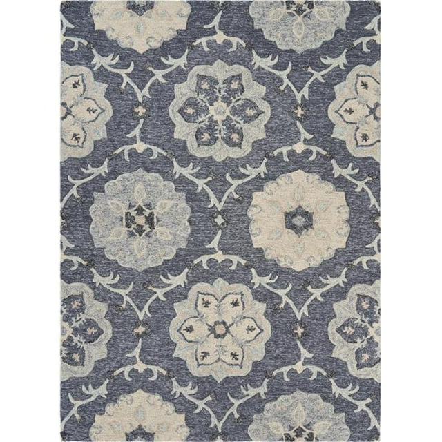 LR Resources VICTO81582GRY5070 5 x 7 ft. Floral Garden Area Rug, Dark Gray & Blue