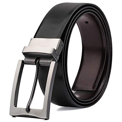 Reversible Matte Black Buckle Belt With Pattern – Black Brown, DAVID WEJ