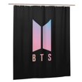 thumbnail image 1 of Juego de cortina de ducha con logotipo rosa de BTS con gancho, decoración para el baño, fácil cuidado, lavable a máquina, tela de poliéster duradera, cortina de ducha de tela impermeable, 66 x 72, 1 of 8