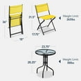 thumbnail image 2 of YYEAN   3-Piece Patio Bistro Dining Furniture Set w/Textured Glass Tabletop, 2 Steel Folding Chairs, Polyester Fabric -Yellow, 2 of 11