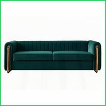 Modern Velvet 3-Seat Sofa 84''W with Gold Legs for Living Room, Green