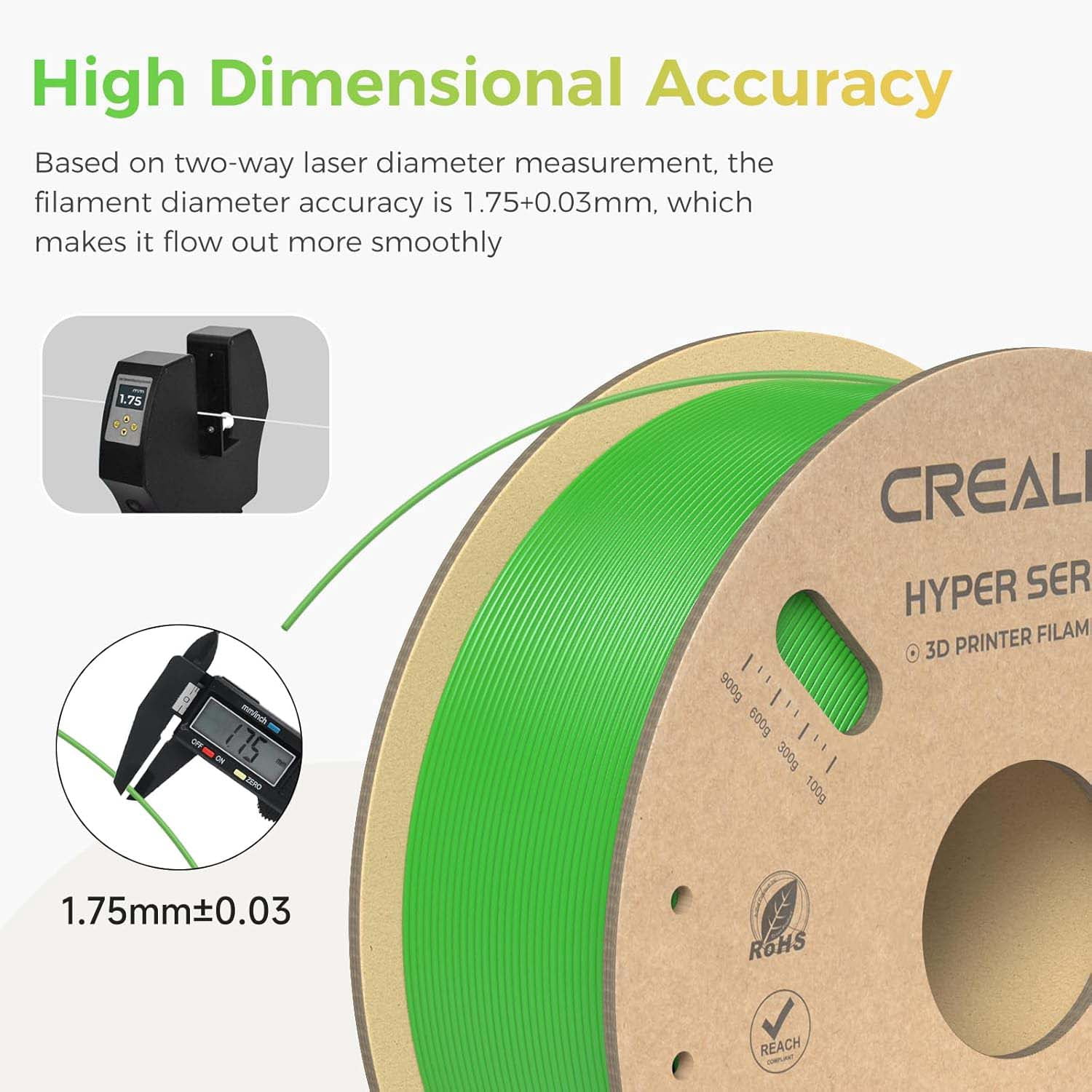 Creality Hyper PLA 3D Printer Filament 600mm/s High-Speed +/-0.03mm For Creality K1 Max Ender-5 S1 Anycubic Prusa Bambu Green 12 Unit per pack