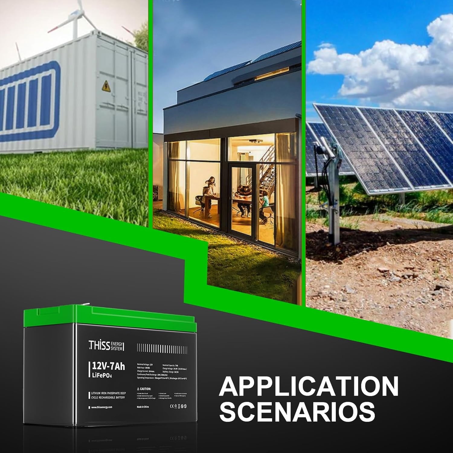 2PCS 12V 7Ah LiFePO4 Battery, Built-in BMS, 4000+ Deep Cycle Rechargeable Battery, Maintenance Free Home Energy Storage And Off Grid Application Battery, Suitable For RV, Camping, Golf Cart, Toy Car