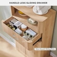 thumbnail image 3 of Modern Minimalist Bathroom Cabinet with Adjustable Shelf, Sliding Drawer and Magnetic Push Latch, Wooden Storage Cabinet for Bathroom, Living Room and Kitchen, Natural Oak, 3 of 16