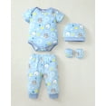 thumbnail image 4 of KIMI BEAR Newborn Baby Boys Outfits Sets 4 Packs 0-3 Months Summer Clothes Sets Short Sleeves Romper Top Elastic Pants with Hats and Gloves 16pcs Layette Essentials Blue, 4 of 9