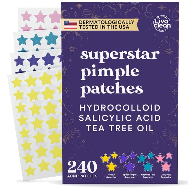 Parches para espinillas LivaClean Star con hidrocoloide y ácido salicílico