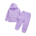 thumbnail image 5 of Kaerm Kids Hooded Tracksuit Long Sleeve Drawstring Pullover Sweatshirts with Sweatpants Set Hoodie Light Purple 110, 5 of 9