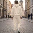 thumbnail image 6 of Dwelliawo Sweat Suits for Men 2 Piece Hoodie and Sweatpants Solid Color Full Zip Sweat Hoodie Jogging Running Pant Set Relaxed Fit Winter Suit with Pockets Beige L, 6 of 8
