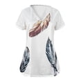 thumbnail image 3 of Gibobby Playeras Mujer Camisetas Cuello V Camiseta suelta informal con cuello en V para mujer, blusa manga corta con estampado(Blanco,XL), 3 of 5