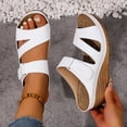 thumbnail image 3 of Rokment Wedges Dress Sandals for Women Ladies 2026 Summer Fashion Casual Leather Open Toe Platform Dressy Slip on Ladies Orthotic Arch Support Chunky High Heels Beach Slides F Size 7.5, 3 of 7