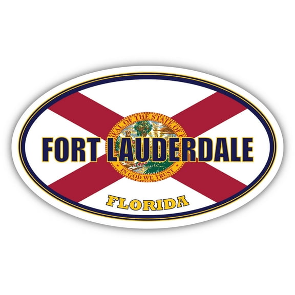 Fort Lauderdale City Florida State Flag | FL Flag Broward County Oval State Colors Bumper Sticker Car Decal 3x5 inches