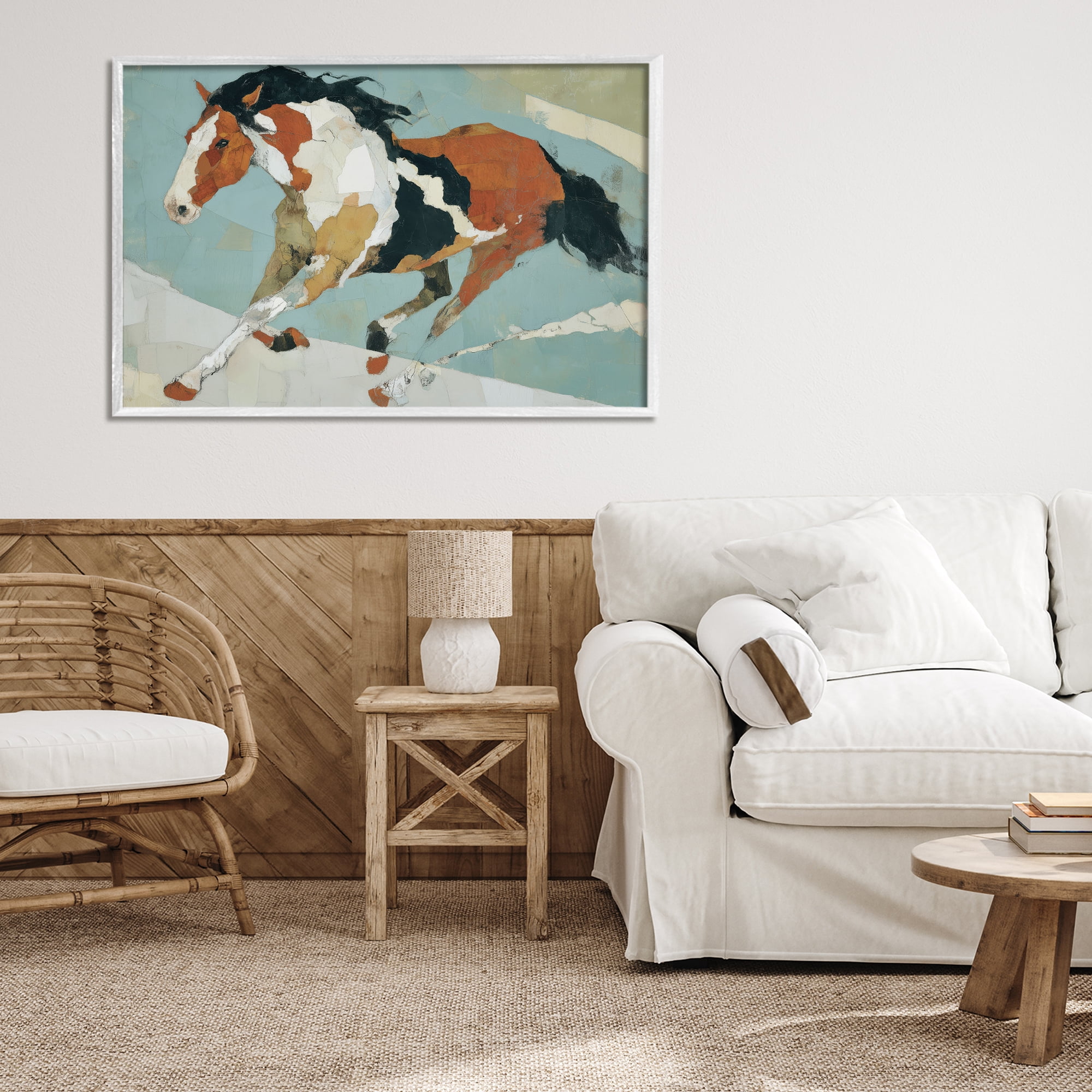 Stupell Industries Paint Horse in Motion White Framed Giclee Art, design by Chromatic Storm Studio
