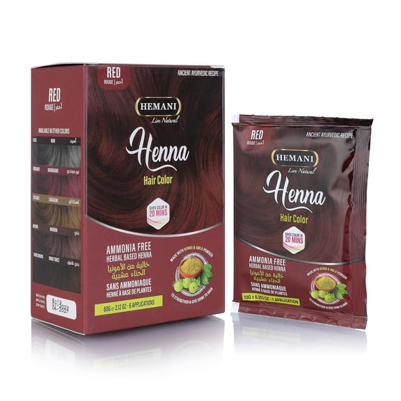 HEMANI Hair Henna Color 2.12 OZ (60g) 6 Applications, Colors in 20 Minutes - Ammonia Free - Herbal Based Henna (Red)