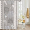 thumbnail image 4 of Fabric Shower Curtain, Vintage Grey Ocean Starfish Jellyfish Coral Striped Bathroom Curtain with 12 Hooks Waterproof No Bad Odor Machine Washable Bath Curtains for Bathroom, Spa Room, 60"x72", 4 of 6