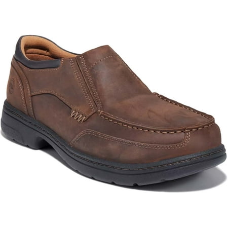 

timberland pro men s branston moc toe slip-on work shoe brown distressed 9 m us