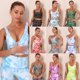 thumbnail image 4 of Sujetador deportivo para mujer Tie Dye Print Extraíble Acolchado Elástico Longline, 4 of 7