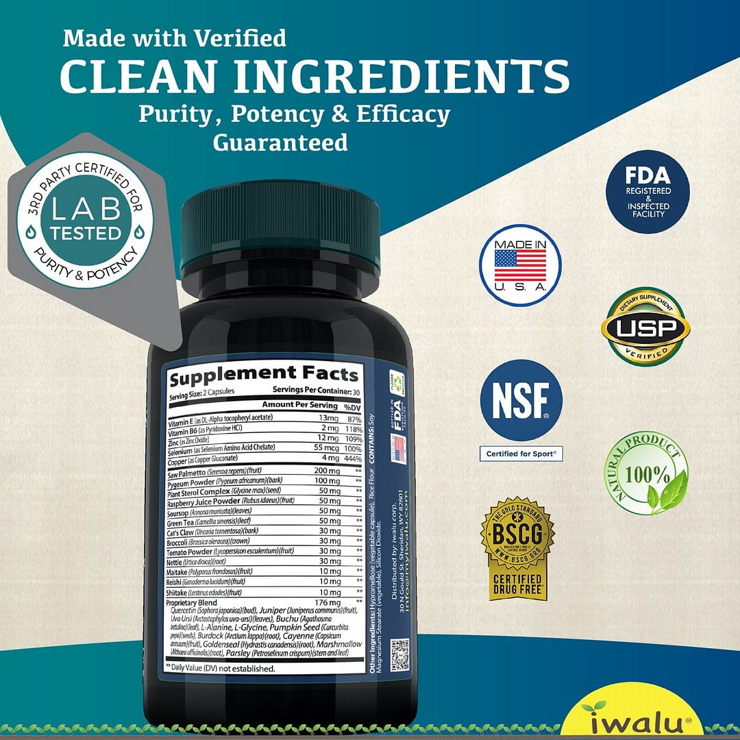 Prostate Plus Men's Fitness Vitality Complex - Natural Supplement for Prostate Health, Stamina, and Energy Support with Saw Palmetto, Zinc, and Reishi Mushroom - Made in USA