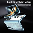 thumbnail image 7 of MonsDirect for 7.6 inch Samsung Galaxy Z Fold 4 5G 2022 Case, Mechainical Gear Clear Plating Frame Hard PC Back Shell With Screen Protector, Slim Folding Hinge Protection for Galaxy Z Fold 4, Blue, 7 of 7
