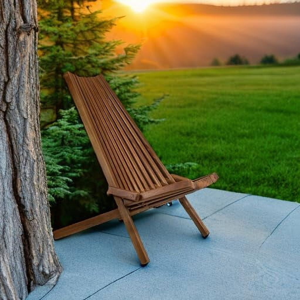 Melino Wooden Folding Tamarack Chair, Low-Profile Outdoor Seating