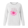 thumbnail image 5 of WREESH Women's Pink Ribbon Sweatshirt Floral Graphic Long Sleeve Breast Cancer Awareness Top White, 5 of 5