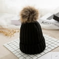 thumbnail image 3 of Eosunjian Women Winter Solid Color Pompom Knitted Beanie Hat Thick Warm Stretch Ski Cap, 3 of 12