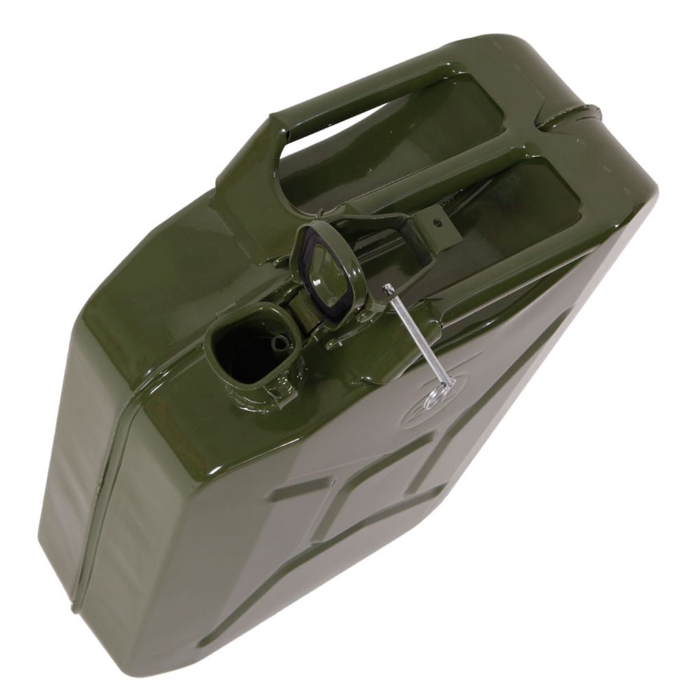 Portable 5 Gallon Petrol Jerry Can with Spout, 20L 0.6mm Cold Rolled Steel Gasoline Fuel Container Caddy Tank, for Emergency Backup (Red)