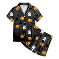 thumbnail image 4 of TOWED22 Toddler Kids Girl Halloween Pajamas Fall Pjs Set Sleepwear Print Holiday Button Down Satin 2 Pieces Lounge Matching Halloween Pajamas, 4 of 6