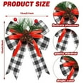 thumbnail image 5 of BNNG 6 Pcs Christmas Bows with Pine Cones Pine Needles Xmas Buffalo Plaid Bows Black White Plaid Ribbon Christmas Tree Wreath Decoration for Xmas Parties Indoor Outdoor Crafts DIY Decor, 5 of 8