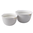 thumbnail image 2 of (Paquete de 2) - Colador de plástico 2 en 1 apto para alimentos y cuenco escurridor de pasta, 2 pares - Colador de frutas y verduras de doble pared grande de 1,7 L y pequeño de 1,1 L, gris claro, 2 of 3