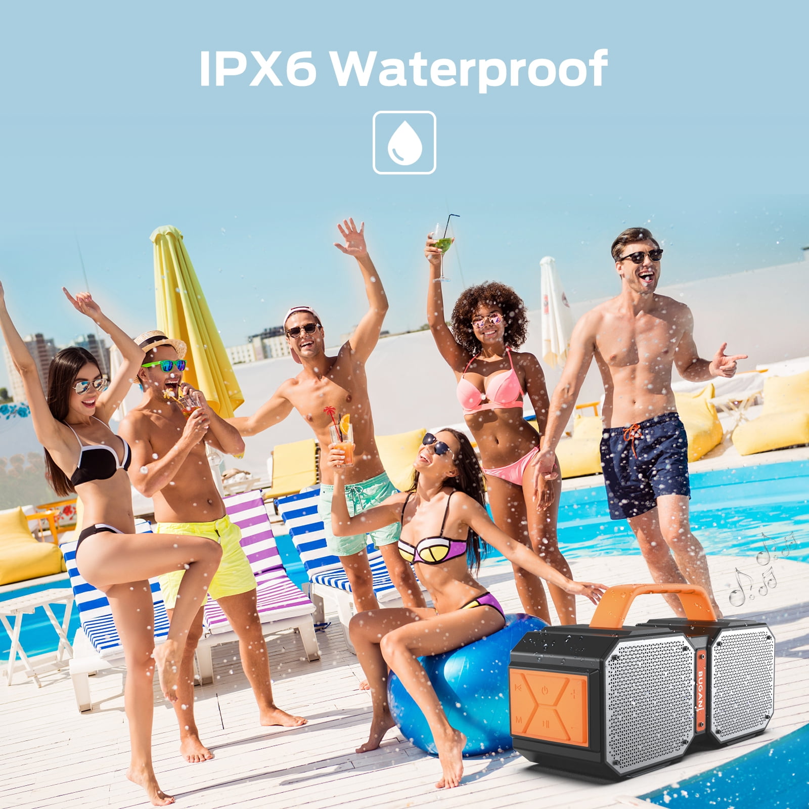 Bluetooth Speaker, BUGANI M83 IPX6 Waterproof Portable Large