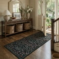 thumbnail image 3 of Lahome Floral Kitchen Runner Rug, 2'x6' Runners for Hallways 6ft Non Slip Washable Soft Rug Runner, Boho Botanical Ultra Thin Stain Resistant Carpet Runner for Bathroom Entryway, Black, 3 of 12