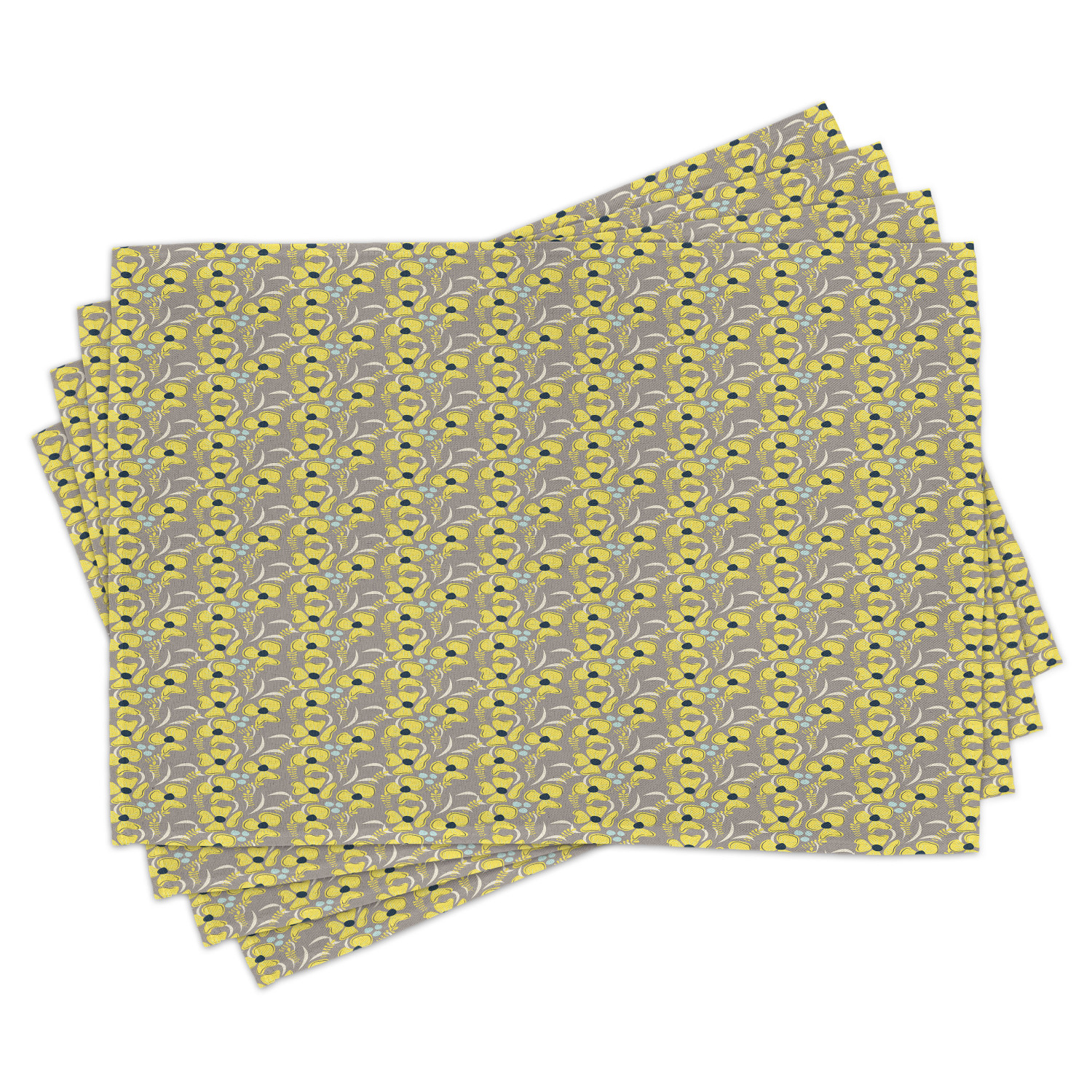 Taupe Placemats Set of 4 Romantic Lively Meadow Inspired Spring Yard