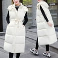 thumbnail image 6 of Gamivast Long Quilted Vest for Women Hooded Loose Button Down Sleeveless Padded Jacket Winter Casual Zip up Coats with Pockets Trendy Work Solid Outerwear 2025, 6 of 7
