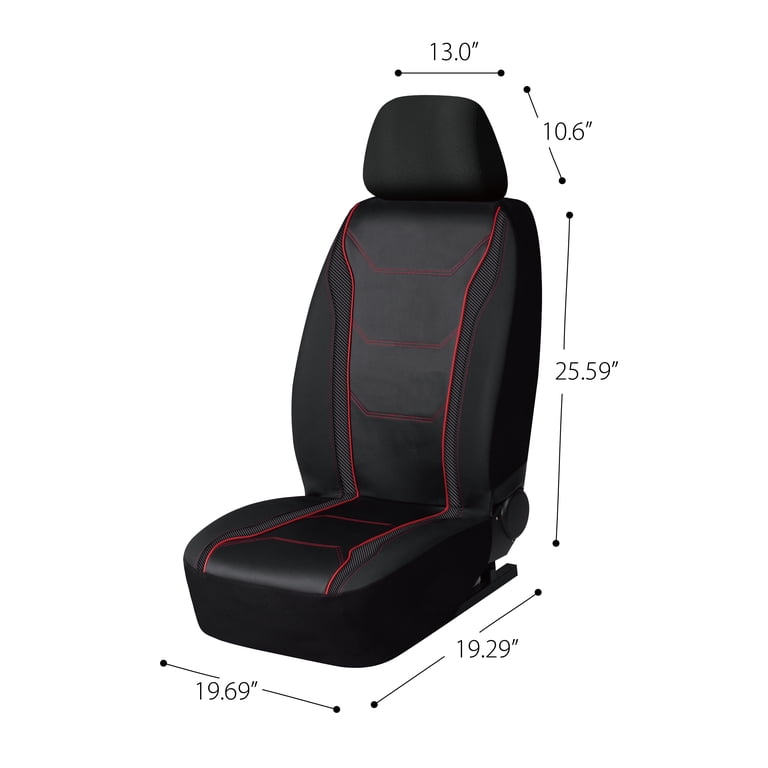 Auto Drive 2-Piece Vegan Leather Front Bucket Seat Cover, Black photo 6