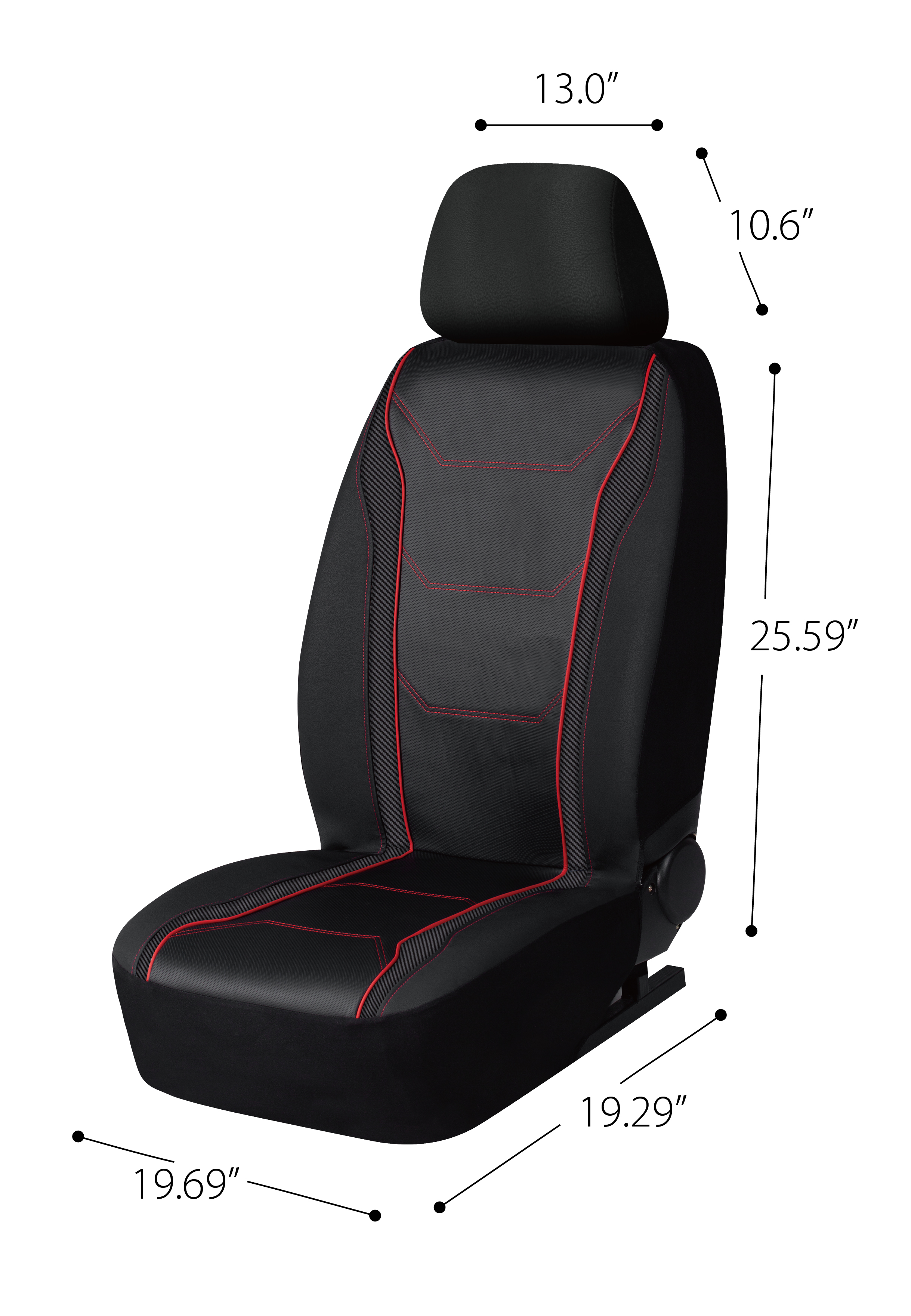 AUTO DRIVE 2PIECE CAR SEAT COVER CARBON FIBER BLACK WITH PIPING – UNIVERSAL FIT, 23SC172