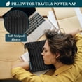 thumbnail image 6 of PAVILIA Travel Blanket Pillow in Soft Bag with Pockets, Airplane Blanket Set, Plane Blanket Compact Packable, Flight Essentials Car Pillow, Travelers Accessories Gifts, Luggage Strap, Black, 6 of 8