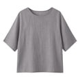 thumbnail image 5 of VBVC Women's Cotton Linen Batwing Half Sleeve Top , Ladies' Crew Neck Drop Shoulder Blouse , Casual Tunic Shirts For Women, S-3XL, 5 of 5