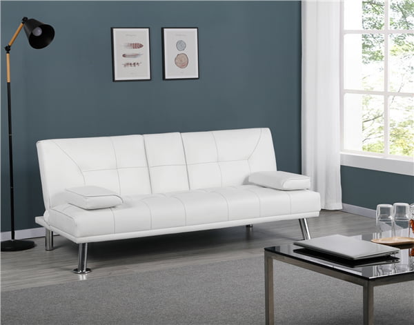 Topeakmart Modern Faux Leather, Modern Faux Leather Futon Sofa Bed Home Recliner Couch White