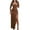 Brown, variant on Fesfesfes Women Gowns Elegant Casual Solid Color Wrapped Hip Long Sleeve Dress Tops on