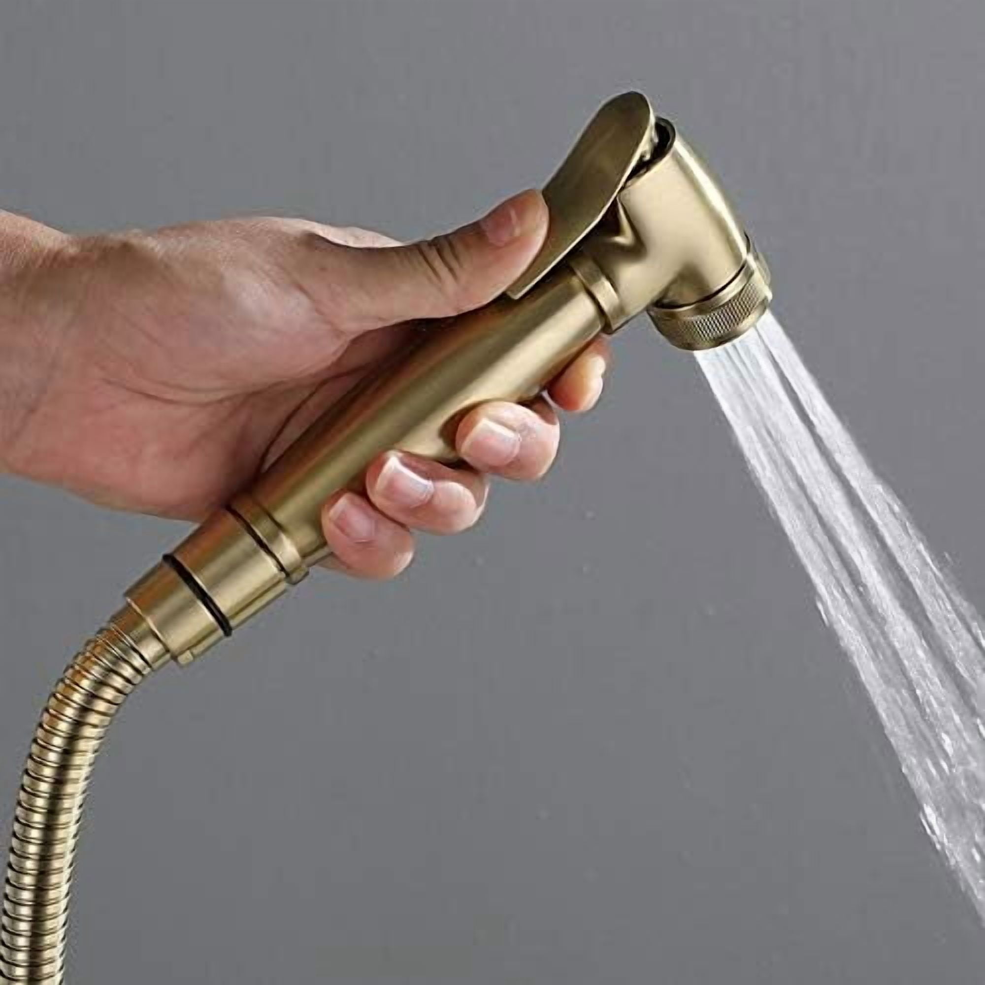 Bidet Faucet Shattaf, Brushed Solid Brass Toilet Bidet Sprayer Set, Hot and Cold Hygienic Bidet Tap,15cm Hole Distance