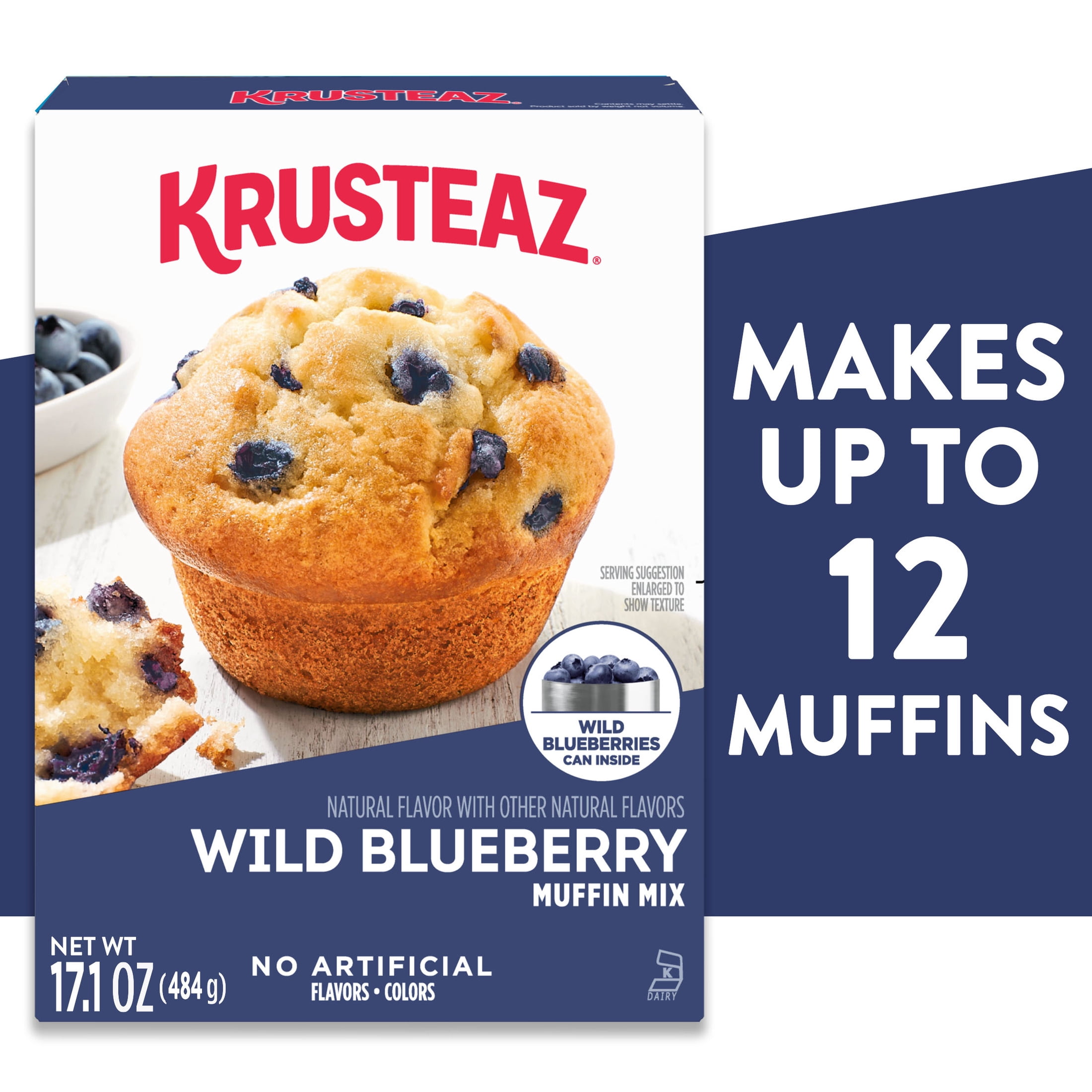 (6 pack) Krusteaz Wild Blueberry Muffin Mix, 17.1 oz Box