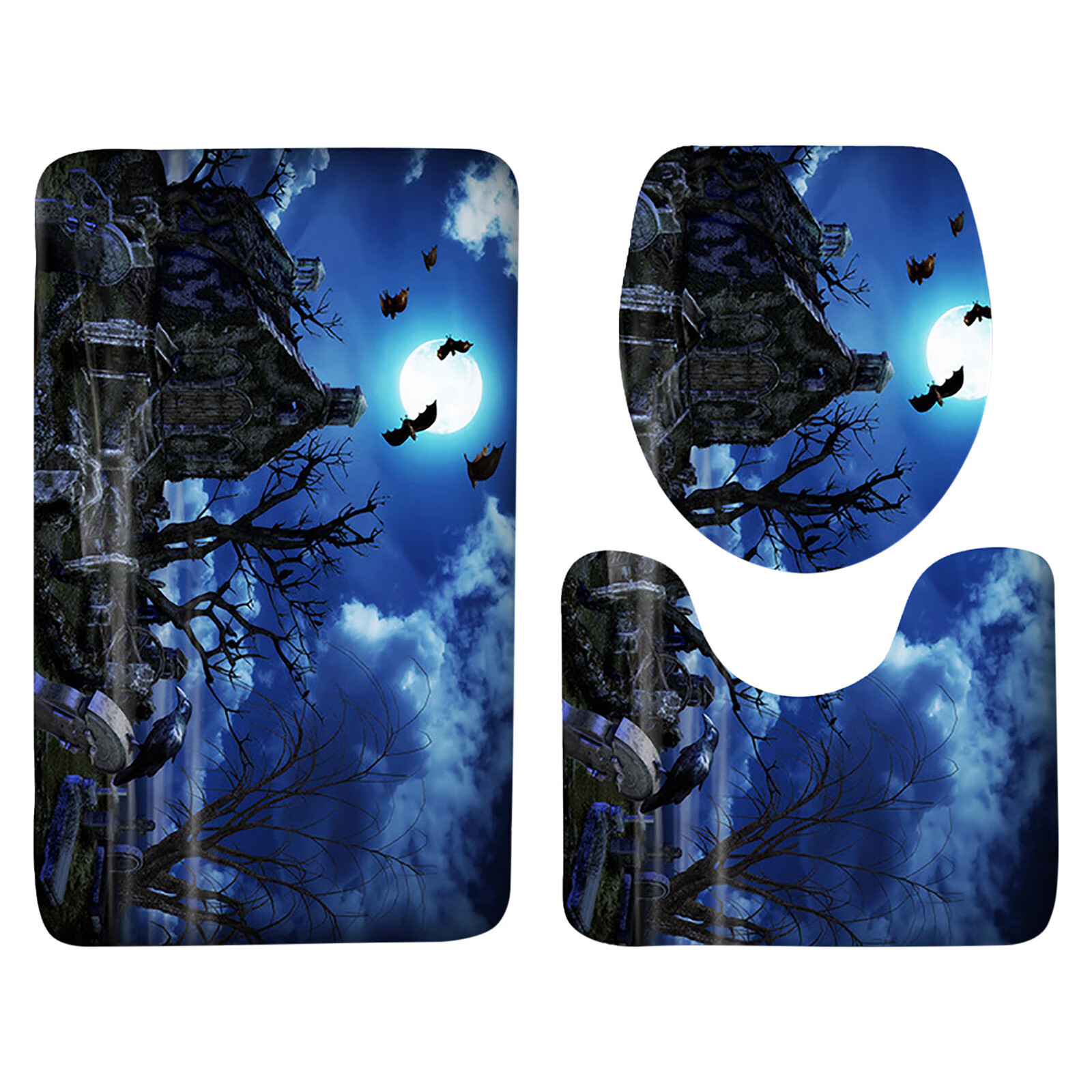 Halloween Decorations Halloween toilet ThreePiece Carpet Bathroom