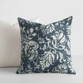thumbnail image 2 of Noble Linens 2-Pack Cotton Slub Decor Throw Pillows - Distressed Floral Navy, 2 of 4