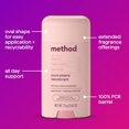 thumbnail image 3 of Method Deodorant Pure Peace Rose Water Peonies + Pink Sea Salt notes 24 Hour Odor Protection 2.65 oz, 3 of 5